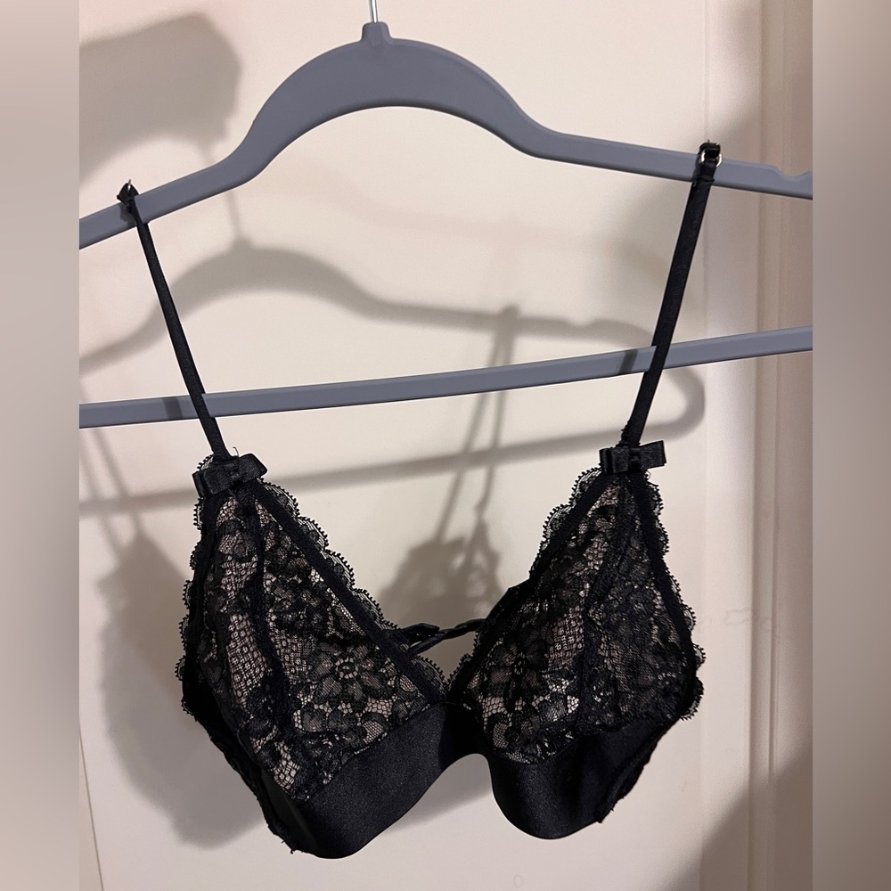 H&M Lace Bra Bralette Black Y2K‎ Coquette Festival Fairy